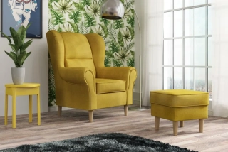 Křeslo Retro - látka Alfa 120, přírodní nožičky